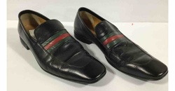Gucci Web Stripe Black Leather Loafers