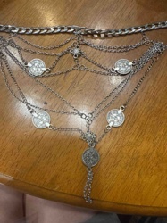 Multi-Layered Silver-Tone Coin-Decorated Body Chain/Belt