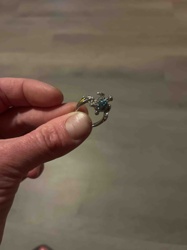 Silver-Toned Turtle Ring with Blue-Green Stones