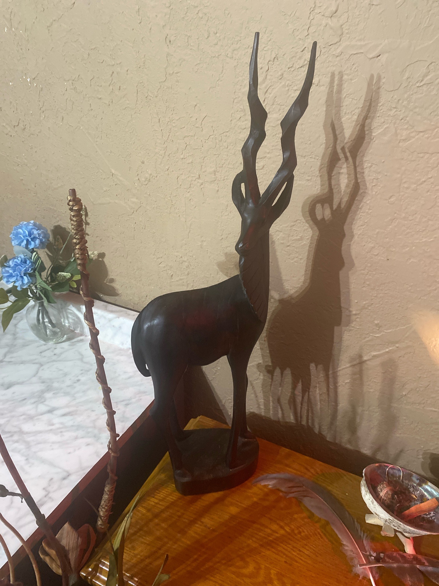 Mid-Century African Hand-Carved Ebony Gazelle Sculpture
