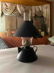 Black Metal Table Oil Lamp with Shade and Chimney