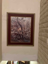 Framed Art Print of a Mill with Flowering Trees