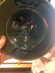 Handmade Ceramic Bowl with Reactive Green Glaze