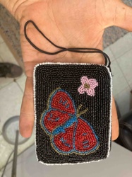 Hand-Beaded Butterfly Pouch
