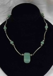 Jade and Silver Bead Necklace