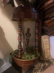 Vintage Oil Rain Lamp with Female Figurine
