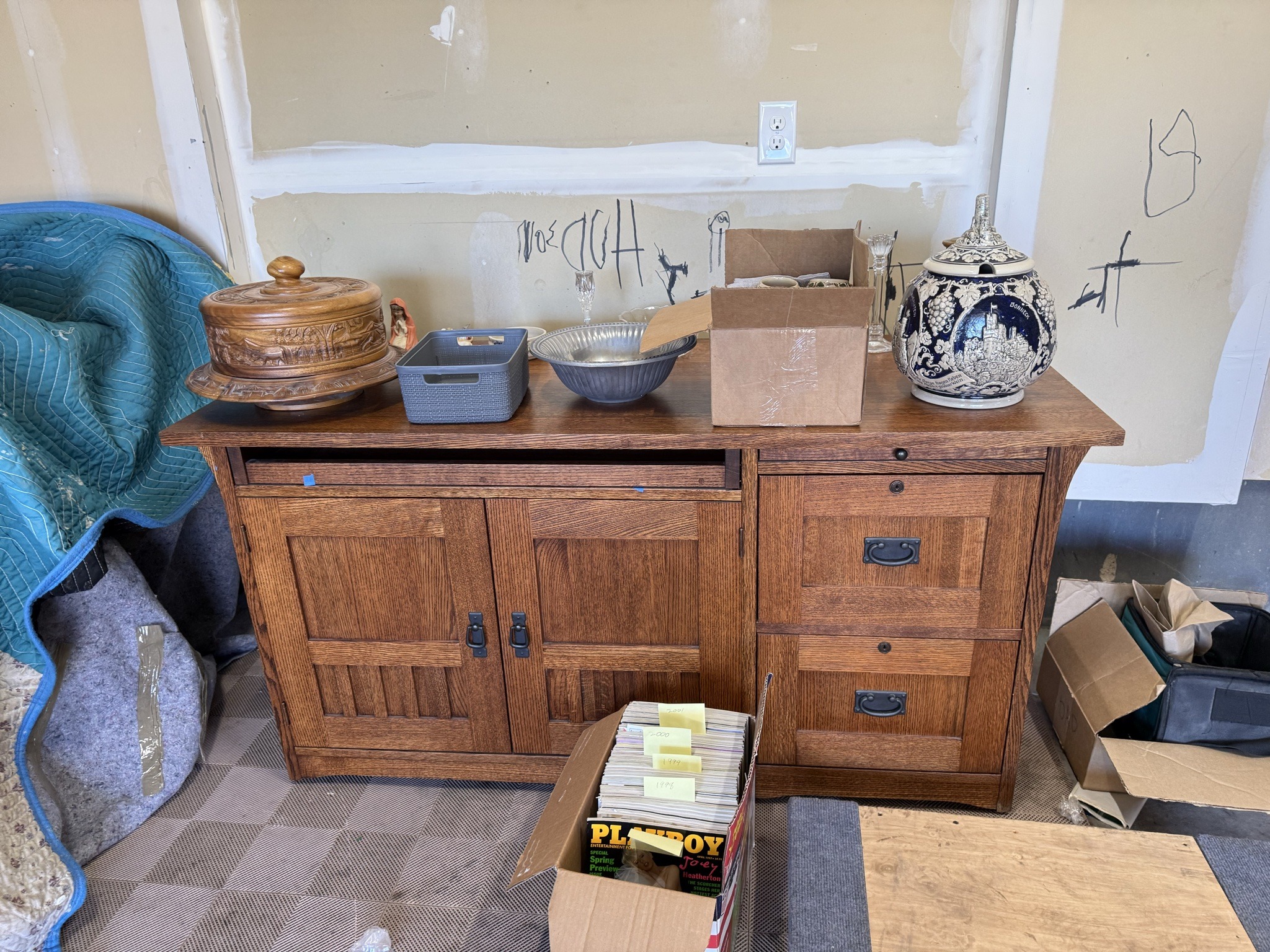 Submitted photo of Mission-style oak credenza or cabinet