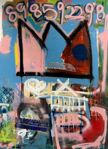 Contemporary Neo-Expressionist Graffiti Mixed Media Painting