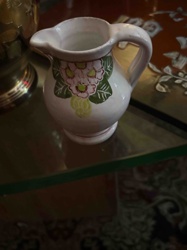 Small Floral-Decorated Ceramic Pitcher