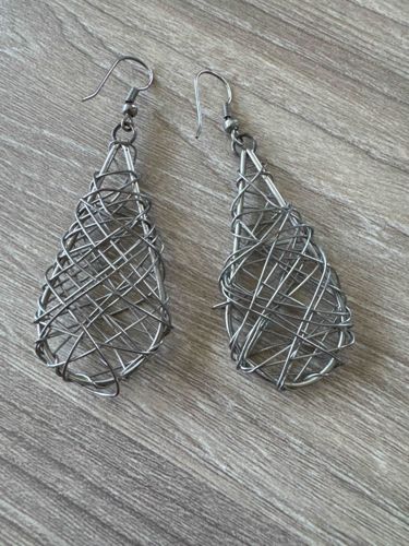 Wire-Wrapped Teardrop Dangle Earrings