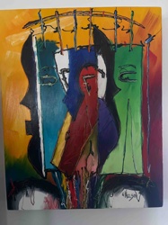 Abstract Figural Oil Painting by G. Nelson