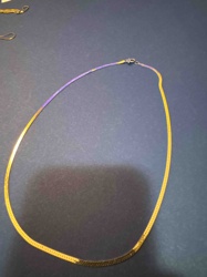 14k Gold Herringbone Chain Necklace with Discoloration