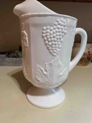 Milk Glass Grape and Leaf Pitcher