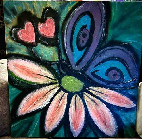 Original Painting by Karen Baldwin (Butterfly and Flower)