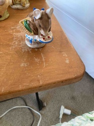 Porcelain Mouse Figurine with Berry Basket and Cookies
