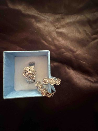 Vintage 14k White Gold Diamond (or Simulant) Ring and Pendant/Earring Set