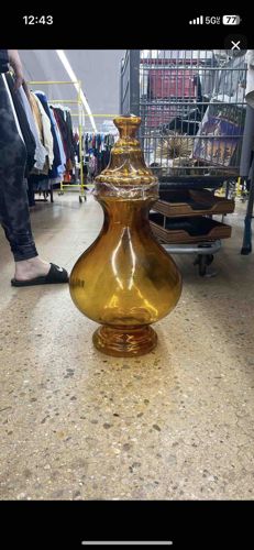 Large Amber Glass Finial/Vase