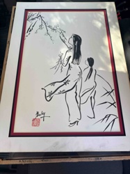 Japanese Ink Wash Painting 'Plum Blossom Serenade'