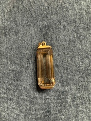 Rectangular Faceted Gemstone Pendant with Gold-Tone Bail
