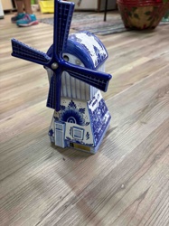 Delft Blue Style Windmill Miniature
