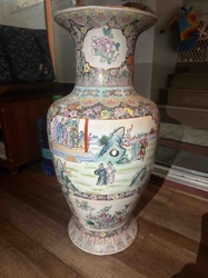 Large Chinese Famille Rose Porcelain Floor Vase