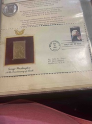 George Washington 250th Anniversary 22kt Gold Replica Stamp First Day Cover