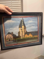 Framed Architectural Landscape Painting (possibly 'Epercie')