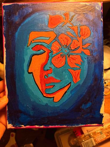 Abstract Floral Face Painting on Canvas
