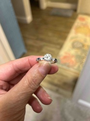 Round Brilliant Diamond Solitaire Ring with Sapphire Accents