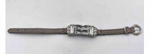 Henri Bendel Crystal and Leather Buckle Bracelet