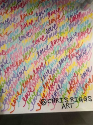 Colorful 'Love' Calligraphy Artwork by Chris Riggs