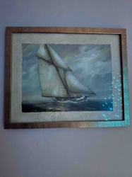 Framed Tall Ship Print with Fiber Optic Illumination