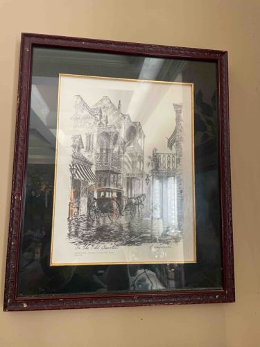 'In The Old Quarter' G. Raymond New Orleans Etching
