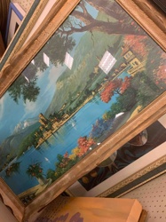 Framed European Lake Scene Decorative Print
