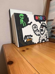 Pixel Art Painting: Alien, Yeti, and Dog