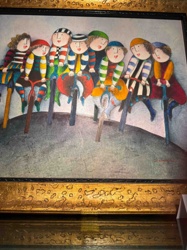 Whimsical Cyclists Painting