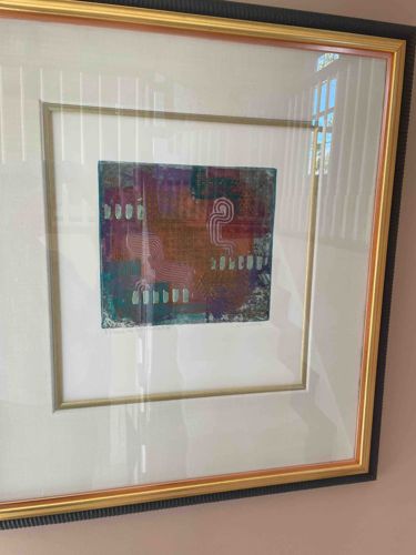 Framed Abstract Mixed Media Artwork by Jo Webster (or similar artist)
