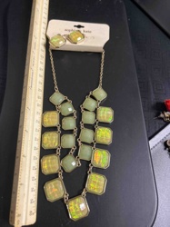 Sophia & Kate Rectangular Stone Statement Necklace and Earring Set