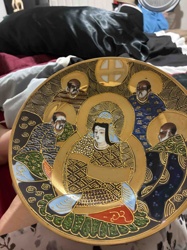Satsuma Japanese Porcelain Plate with Seated Figures