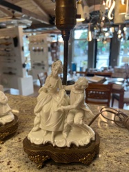 Porcelain Figural Table Lamp with Baroque Style Base