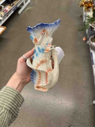 Ceramic Crane/Peacock Figural Vase