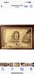 Framed Oil Painting Depicting a Parisian Street Scene