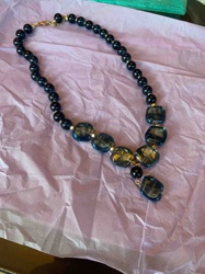 Black and Transparent Glass Bead Necklace