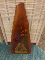 Redwood Burl Plaque with Inlaid Wildlife Scenes