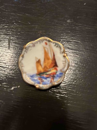 Vintage Limoges Painted Porcelain Sailor Pin/Brooch