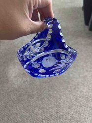 Cobalt Blue Cut-to-Clear Crystal Basket