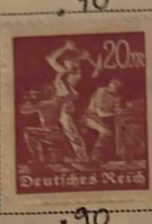 German 20 Pfennig Stamp - Laborer Motif