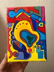 Abstract Cubist Style Painting on Canvas