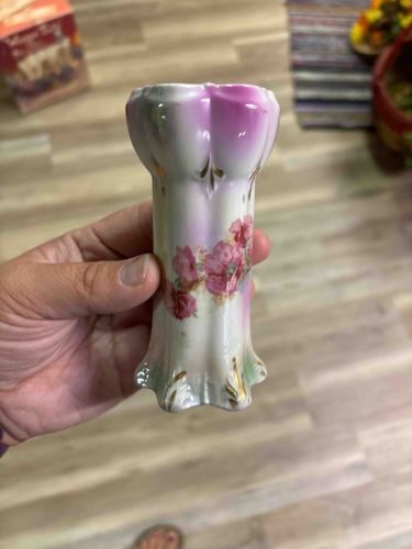 Victorian-Style Porcelain Bud Vase with Floral Decor