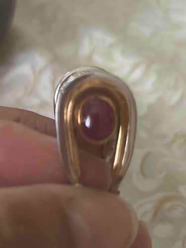 Mixed Metal Ring with Red Gemstone